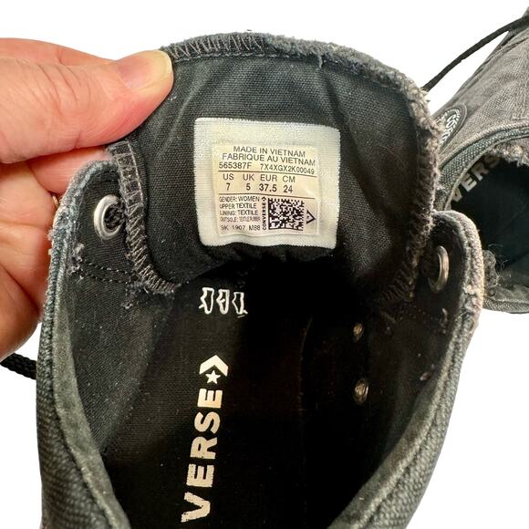 Converse Chuck Taylor All Star High Top Sneakers Women 7 Glam Dunk Distress Gray - Picture 10 of 11